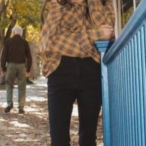 Flannel off the shoulder blouse